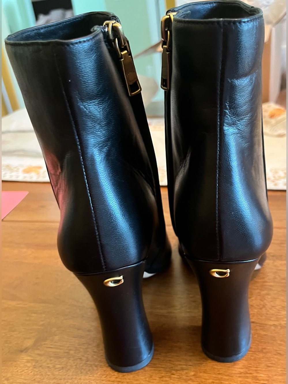 Coach Black Pointed-Toe Leather Heeled Ankle Boots - Picture 4 of 13